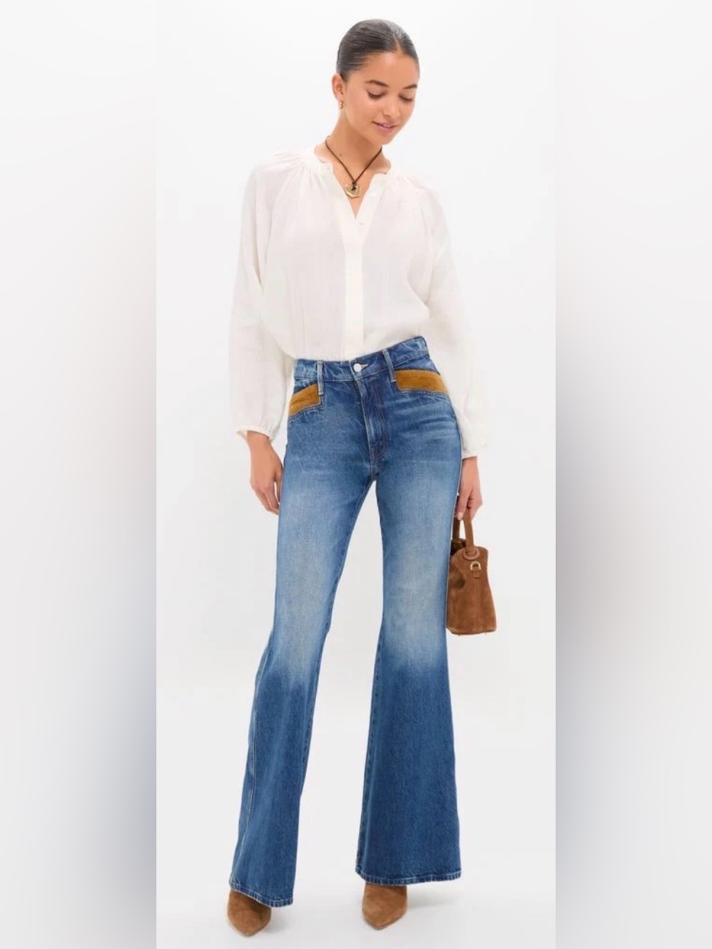 MOTHER Remember When The Pointy Pocket Doozy Heel Flare Jeans 29 $360
